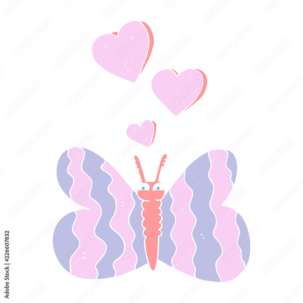 flat color illustration of a cartoon butterfly flat color illustration of a cartoon butterfly