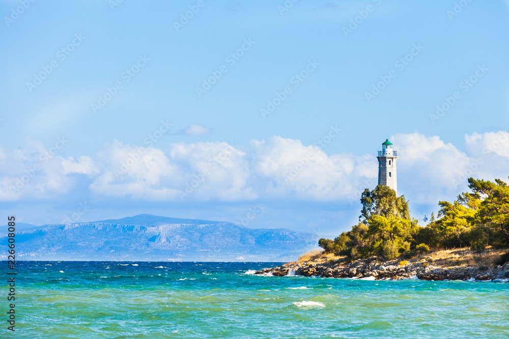 Seascape with lighthouse near Gythio Greece