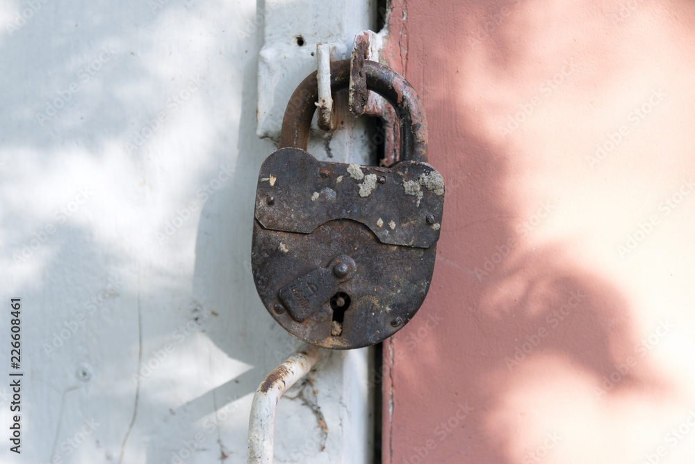 padlock on an old door padlock on an old door