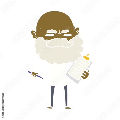 flat color style cartoon man with beard frowning