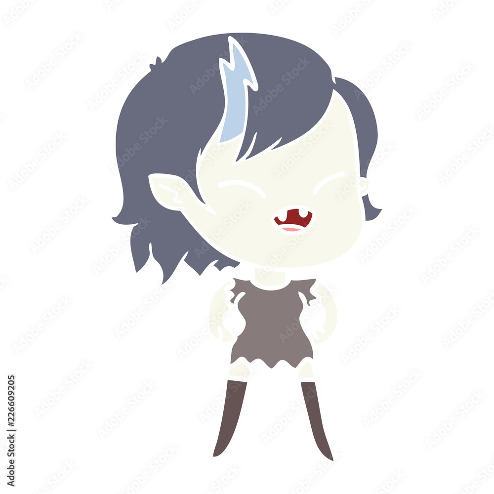 flat color style cartoon laughing vampire girl flat color style cartoon laughing vampire girl