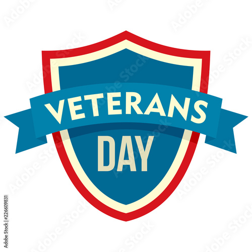 Parade veterans day logo. Flat illustration of parade veterans day vector logo for web design