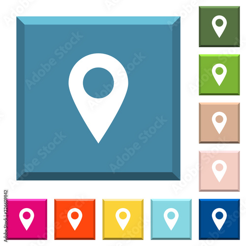Blank GPS map location white icons on edged square buttons photo