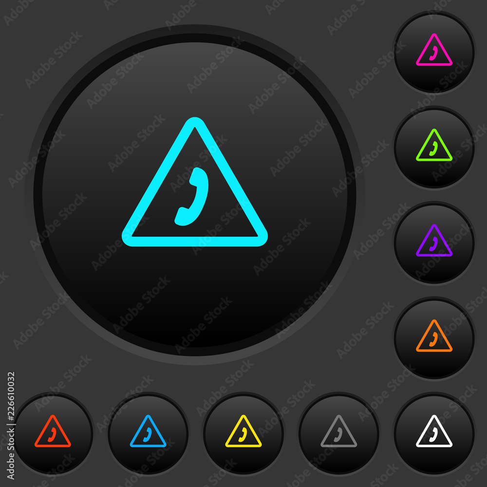 Emergency call dark push buttons with color icons Emergency call dark push buttons with color icons