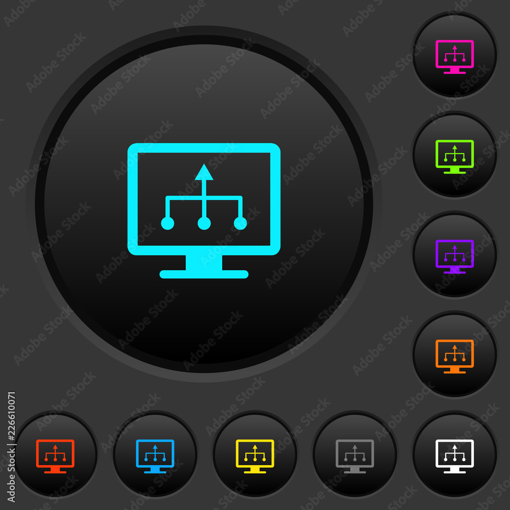 TV select source dark push buttons with color icons TV select source dark push buttons with color icons