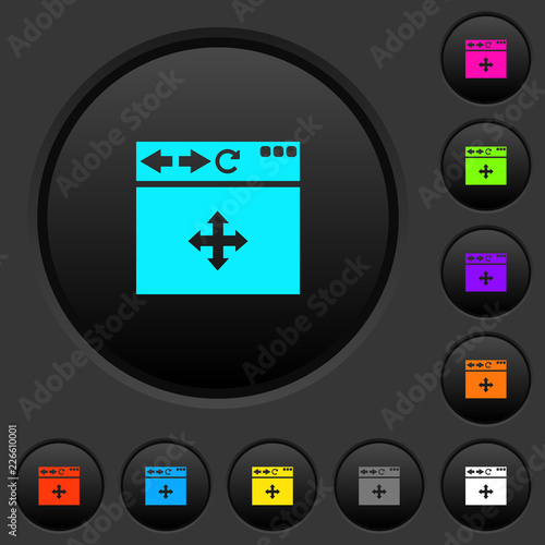 Browser drag and drop dark push buttons with color icons