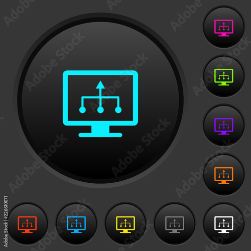 TV select source dark push buttons with color icons
