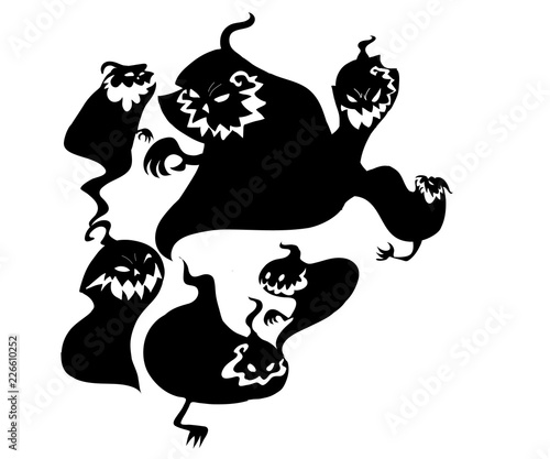 Black vector cartoon shapes on Halloween theme