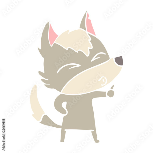 flat color style cartoon wolf pouting