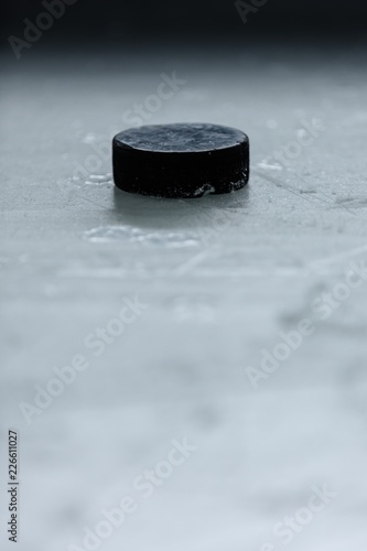 Hockey Puck on Ice Rink