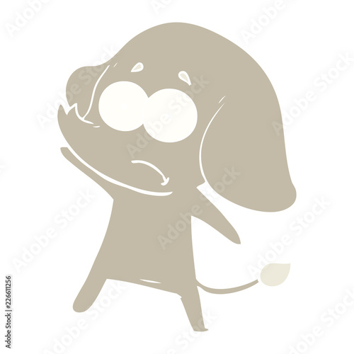 flat color style cartoon unsure elephant