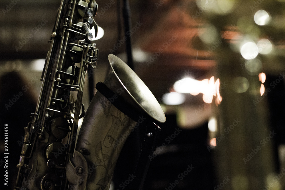 Fototapeta premium Saxophone and bokeh lights 