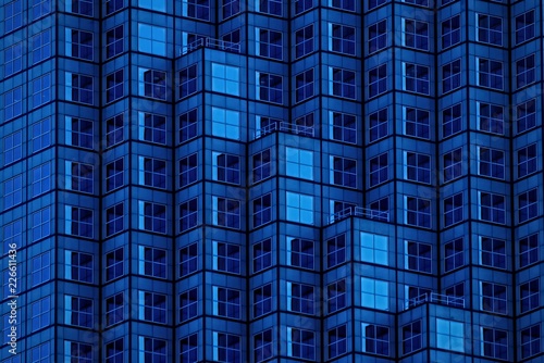 Blue Windows Optical Illusion on Building