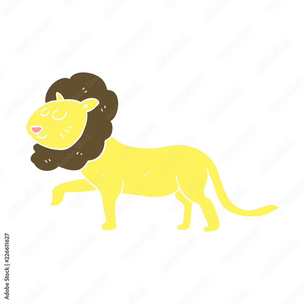 flat color illustration of a cartoon lion flat color illustration of a cartoon lion