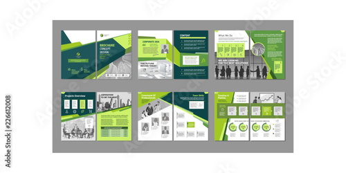 Brochure creative design. Multipurpose template with cover, back and inside pages. Trendy minimalist flat geometric design. Vertical a4 format.