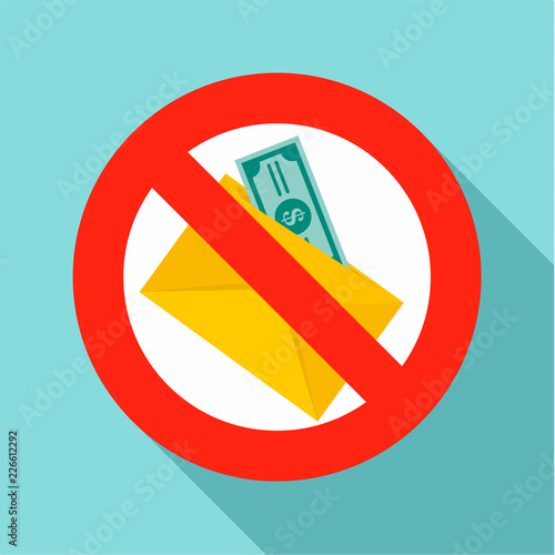 No money bribery icon. Flat illustration of no money bribery vector icon for web design