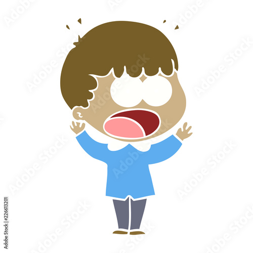 flat color style cartoon shocked man