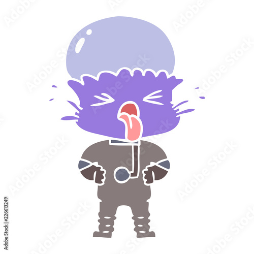 disgusted flat color style cartoon alien
