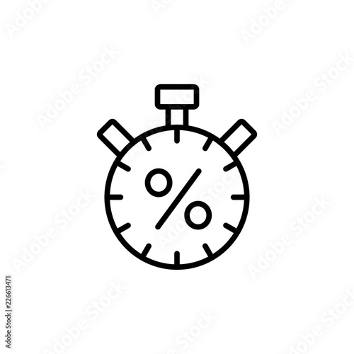 accumulation concept. chronometer and percent line outline black vector icon