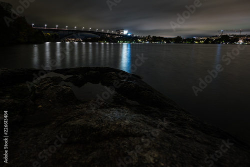 Photography bridge at night - västerbron in stockholm