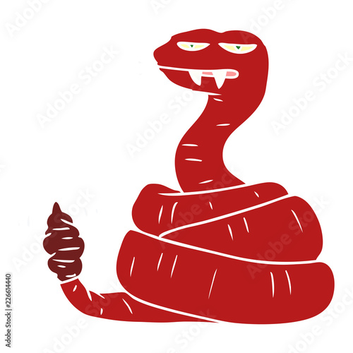 flat color style cartoon angry rattlesnake