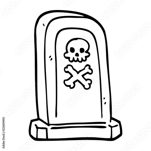 line drawing cartoon grave stone