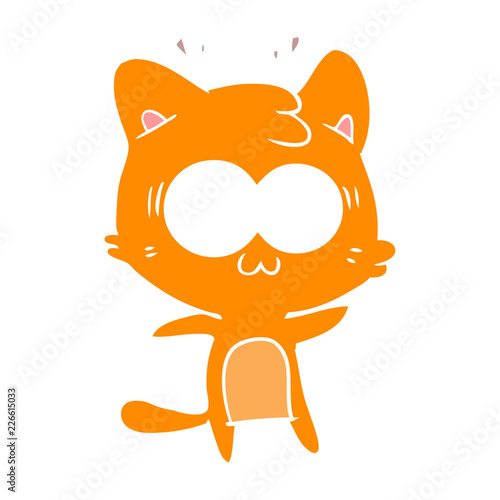 flat color style cartoon surprised cat