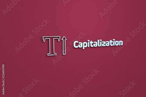 Illustration of Capitalization with light blue text on red background
