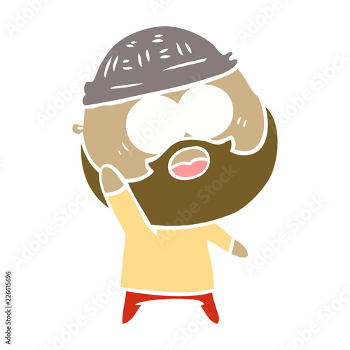 flat color style cartoon bearded man holding up hand
