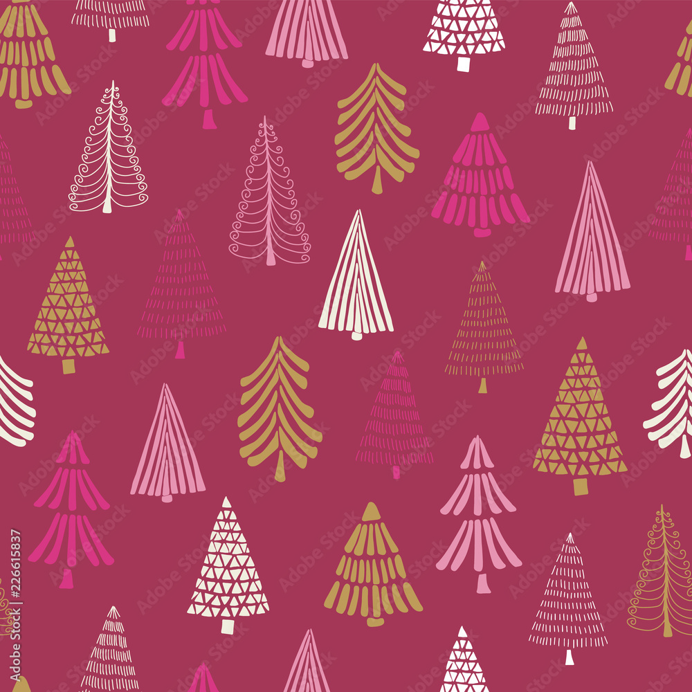 Premium Vector  Christmas tree pattern on white background, christmas  wrapping paper decoration, vector illustration