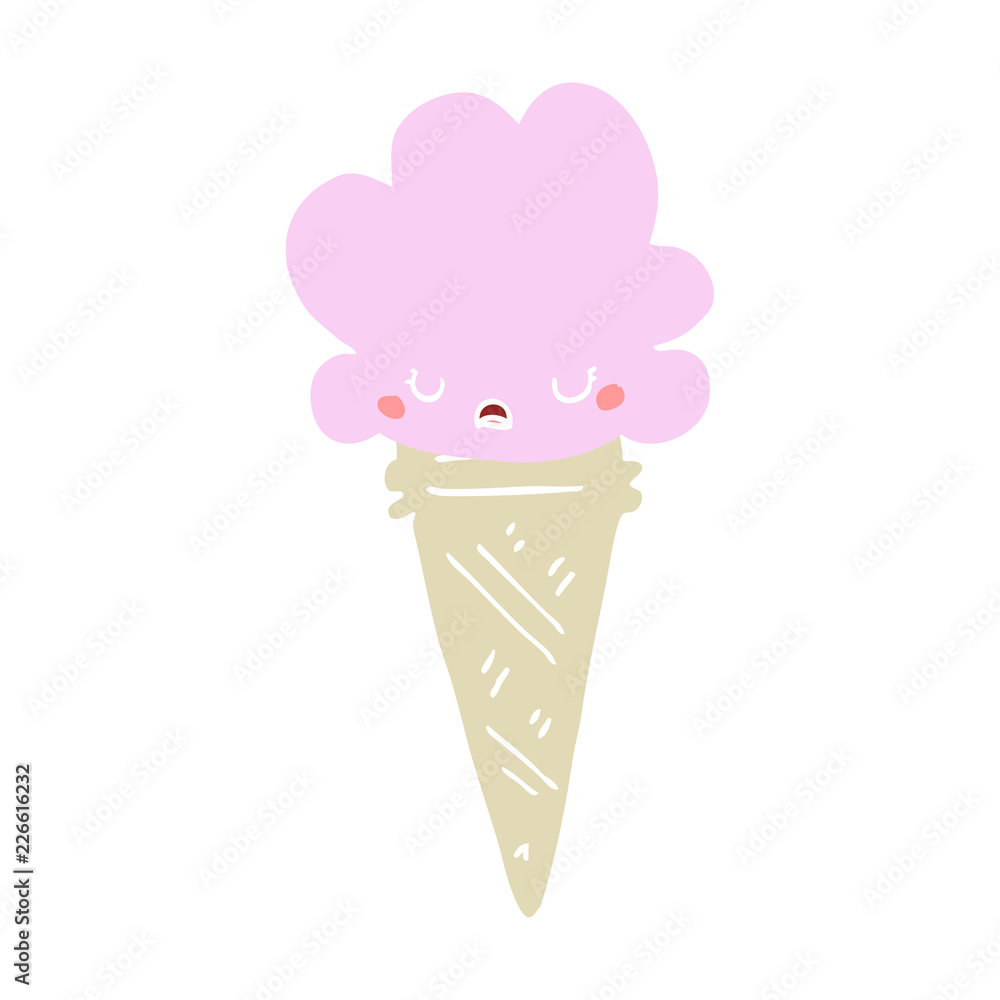 flat color style cartoon ice cream with face flat color style cartoon ice cream with face