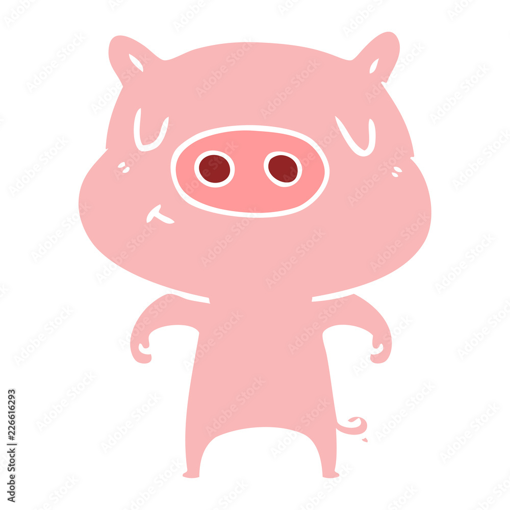 flat color style cartoon content pig flat color style cartoon content pig