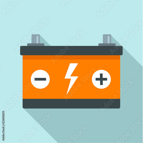 Car battery icon. Flat illustration of car battery vector icon for web design