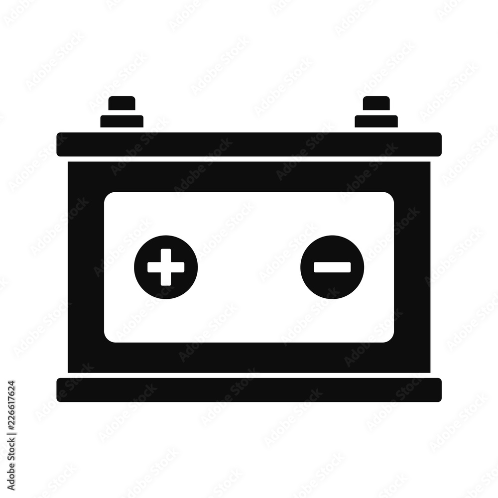 Car battery icon. Simple illustration of car battery vector icon for web design isolated on white background Car battery icon. Simple illustration of car battery vector icon for web design isolated on white background
