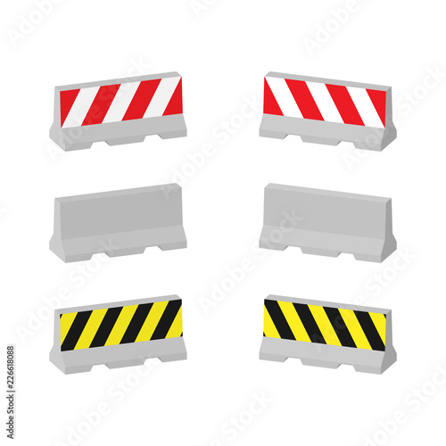 Concrete road barriers. Isometric 3D concept. Vector