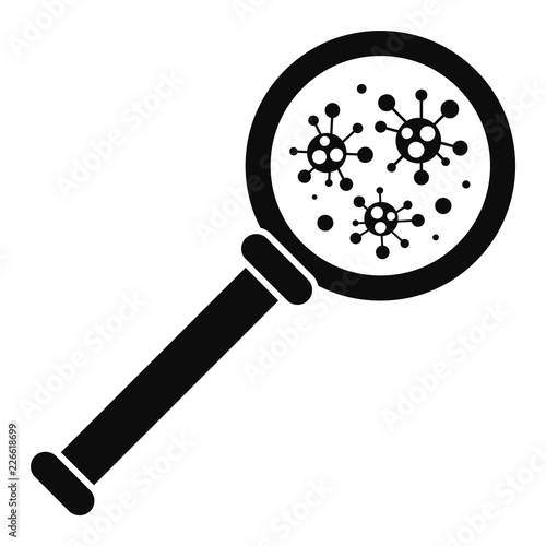 Virus magnify glass inspection icon. Simple illustration of virus magnify glass inspection vector icon for web design isolated on white background