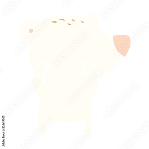 giggling polar bear flat color style cartoon