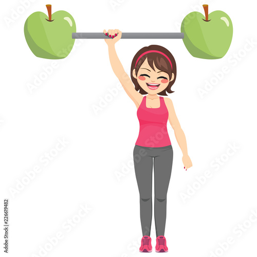 Happy strong woman exercisi...