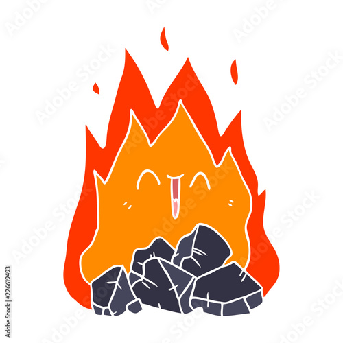 flat color style cartoon blazing coal fire