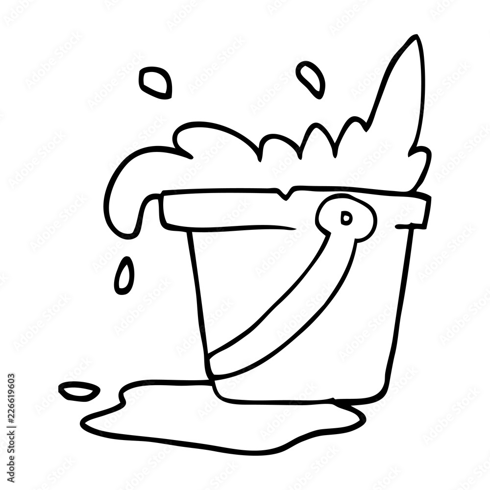 line drawing cartoon bucket of water Stock Vector | Adobe Stock