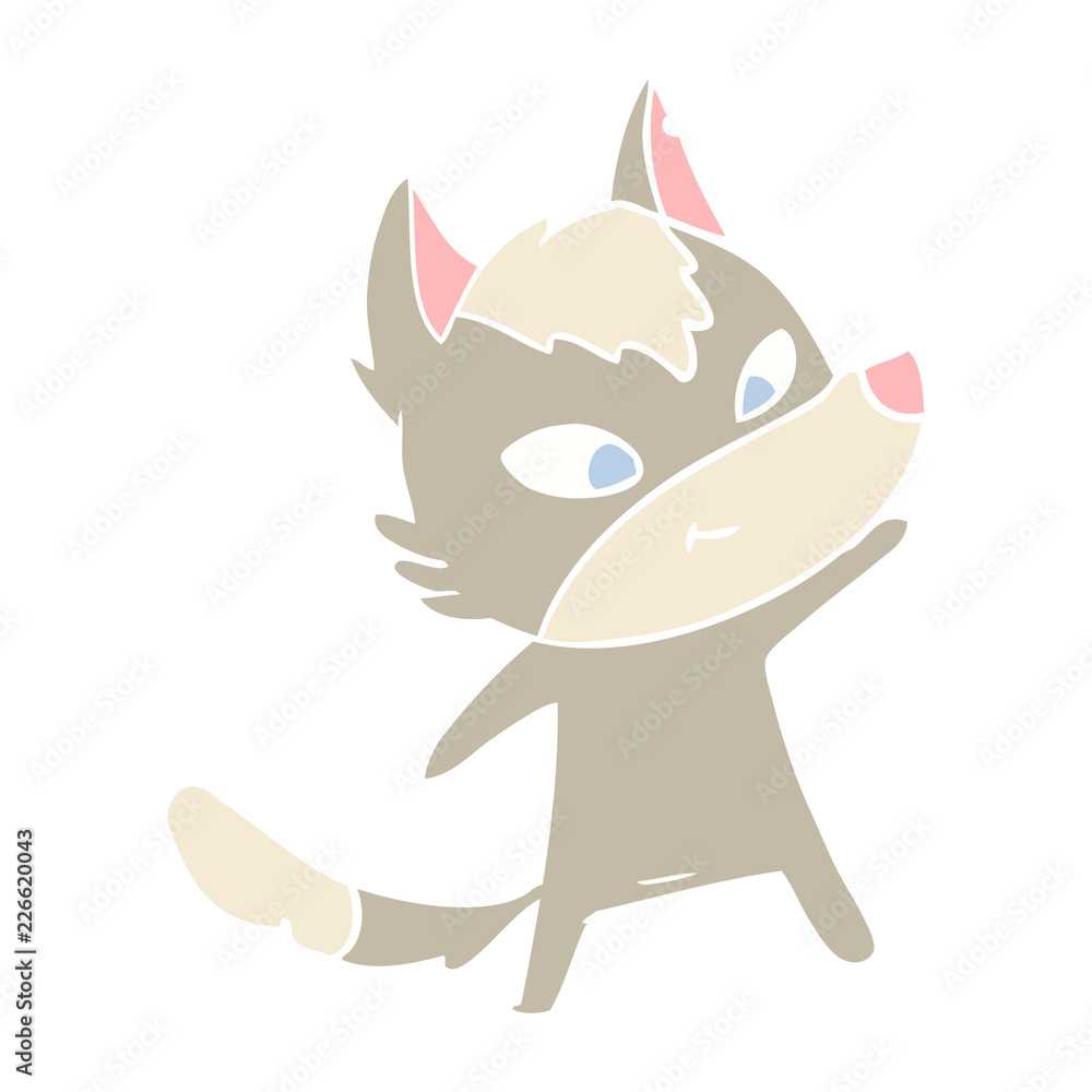 friendly flat color style cartoon wolf friendly flat color style cartoon wolf