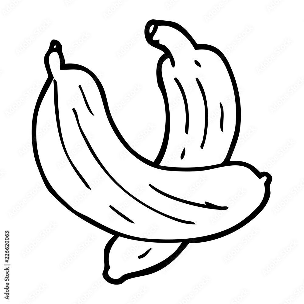 line drawing cartoon pair of bananas Stock Vector Adobe Stock