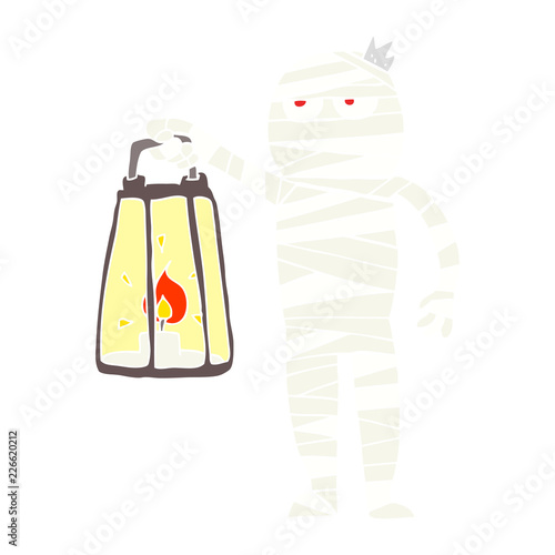 flat color illustration of a cartoon mummy