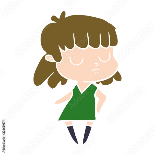 flat color style cartoon indifferent woman