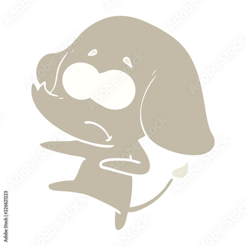 flat color style cartoon unsure elephant