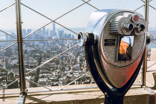 Tourist binoculars at the top of the Empire State Building in New York City