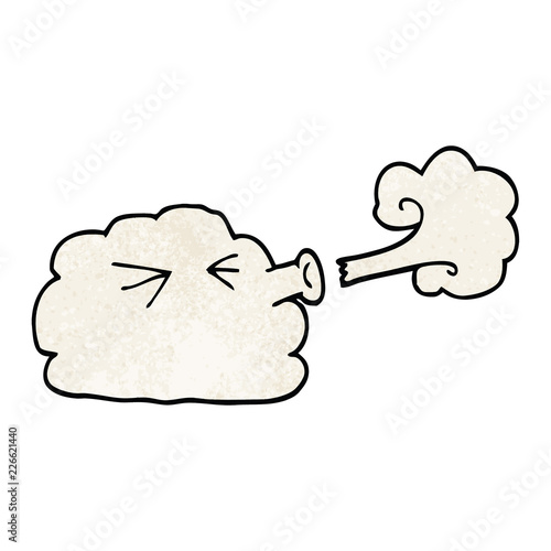 cartoon doodle cloud blowing a gale