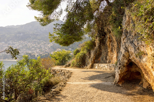 Hiking pathway on the seacoast of Cap Martin
