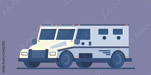 Bank armored truck. Cash collector truck. Vector flat style.