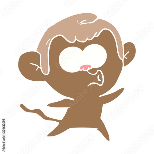 flat color style cartoon surprised monkey